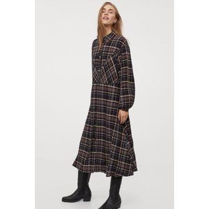 H&M Plaid Midi Shirt Dress